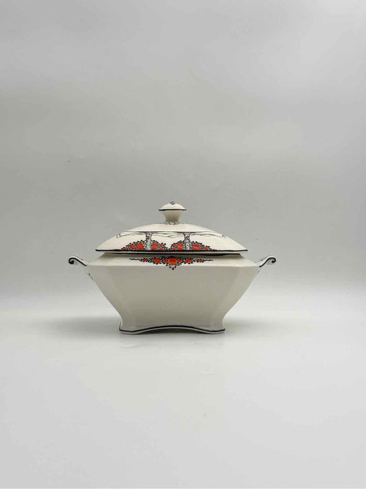 Antique 1930's Crown Ducal Orange Tree Covered Sugar Bowl Made In England