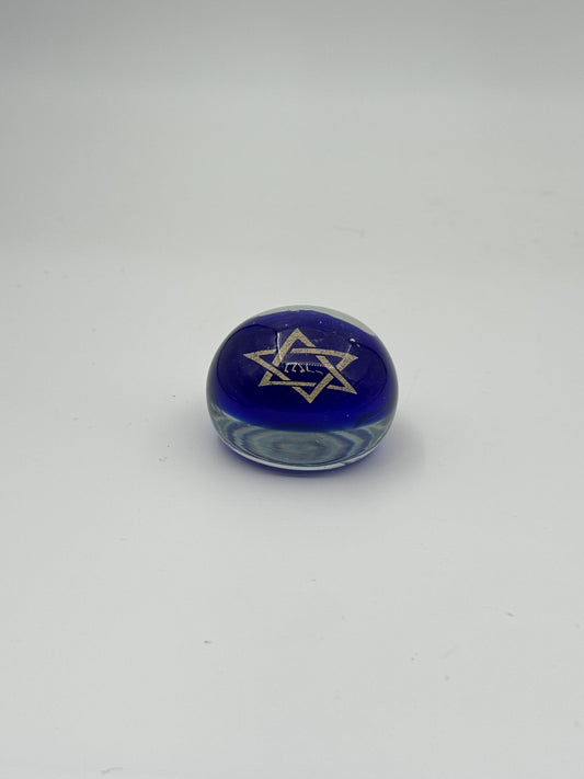 Murano Glass Paperweight – Star of David on Cobalt Blue Base