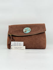 Una Alla Valta Brown Suede Clutch Made In Italy