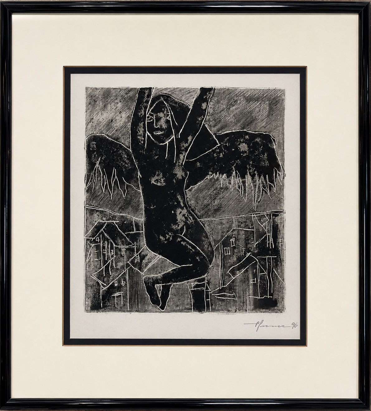 Framed Black And White Angel Print By Pablo Perea