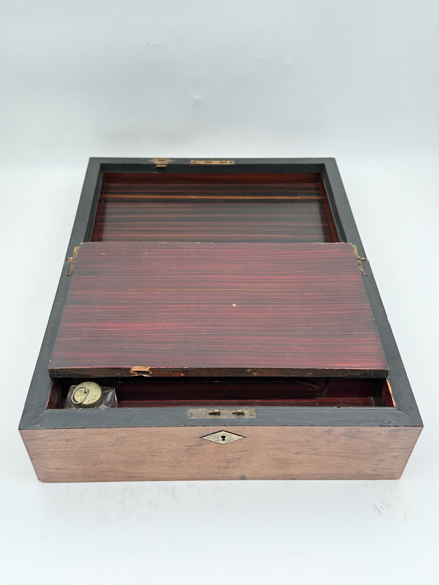 Antique Victorian Wood Inlay  Travel Writing Box/Desk