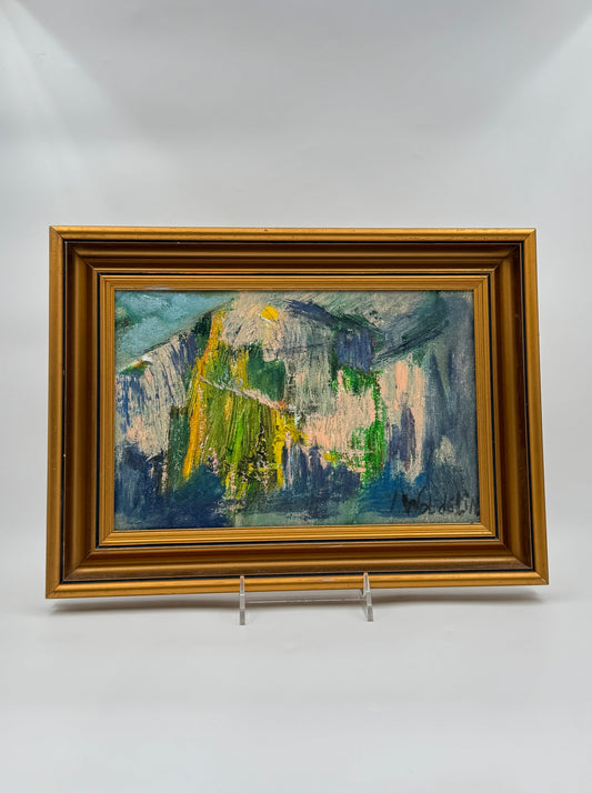 Oil on Board Abstract Painting – Ingrid Woldslin, Norway, 1985