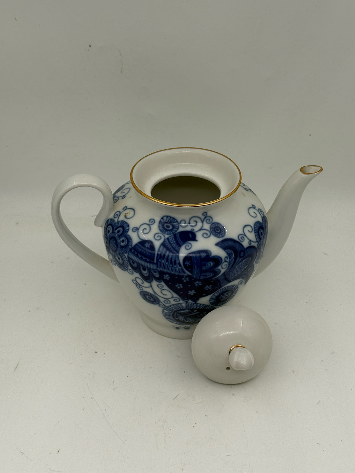 Imperial Lomonosov Russian Blue And White Teapot