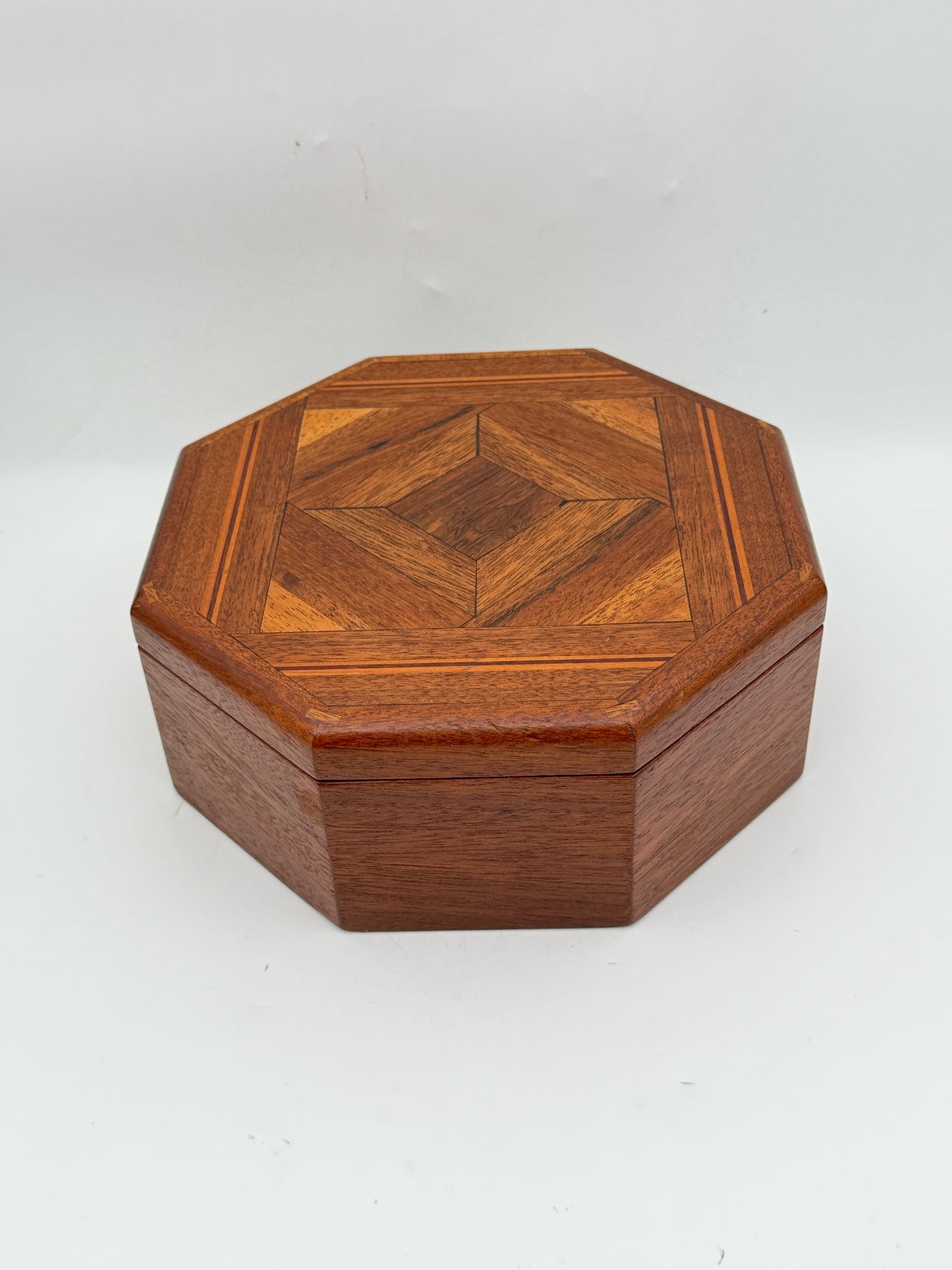 Octagonal Velvet Lined Wood Box
