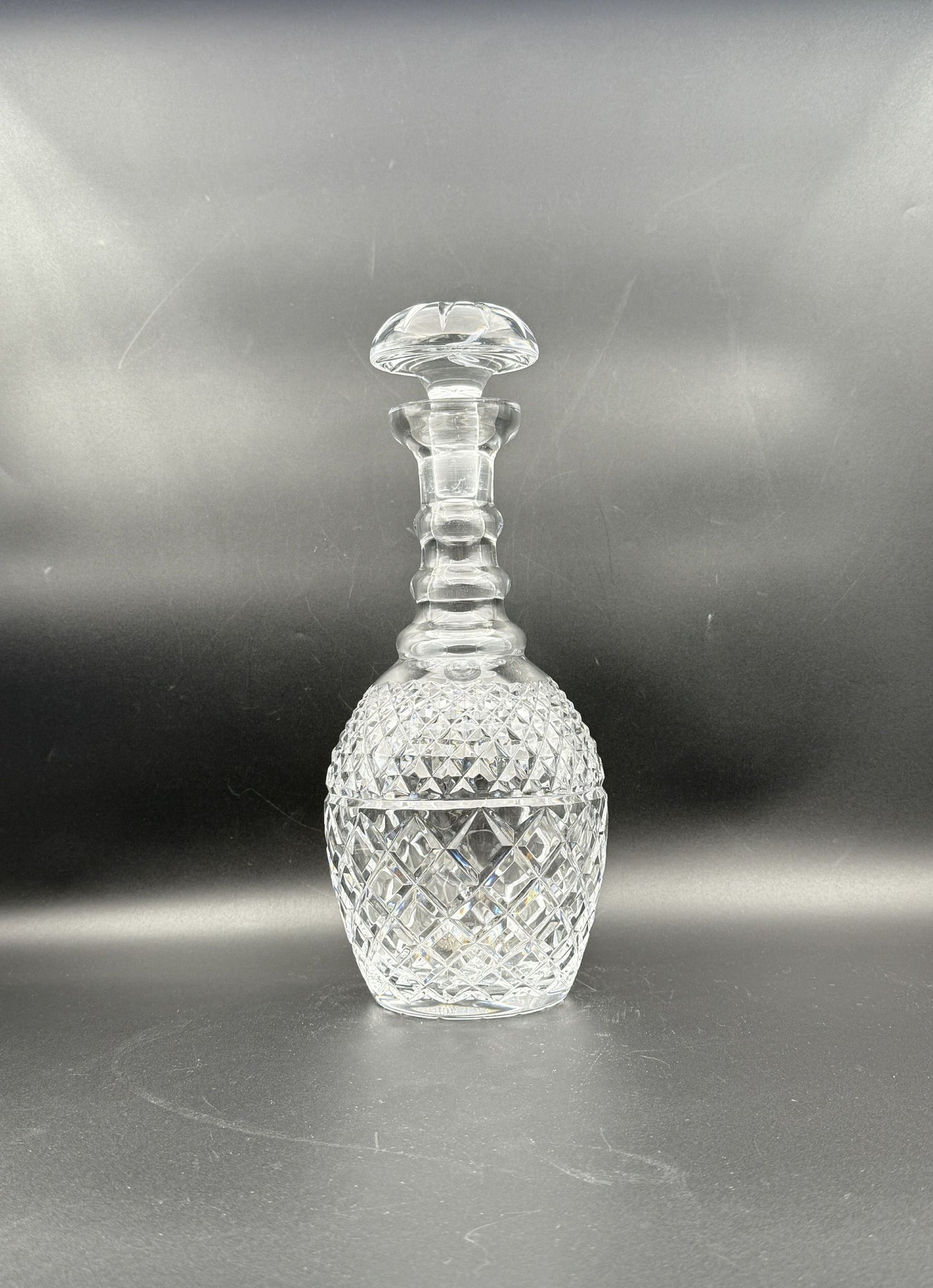 Vintage Cut Crystal Decanter with Stopper, Classic Crosshatch