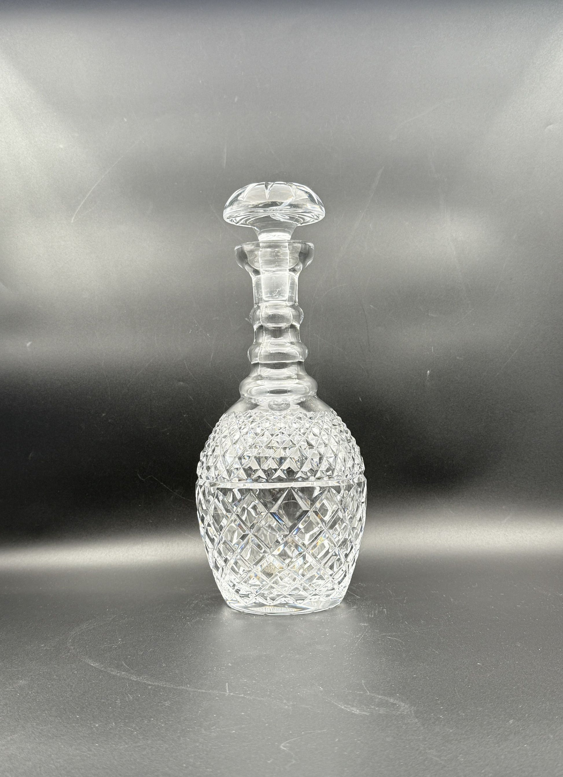 Vintage Cut Crystal Decanter with Stopper, Classic Crosshatch