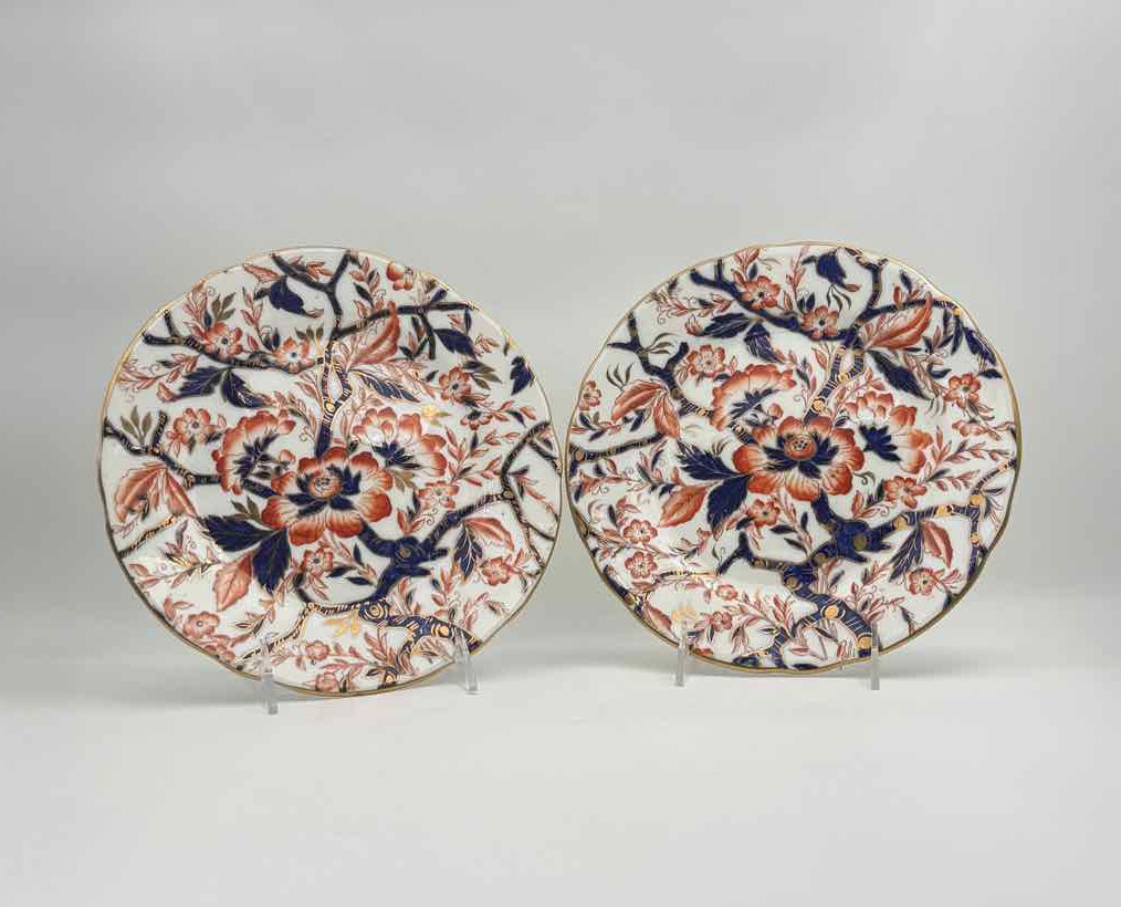 Vintage 19th Century Victorian Imari Plates Set of 2 Mellor England
