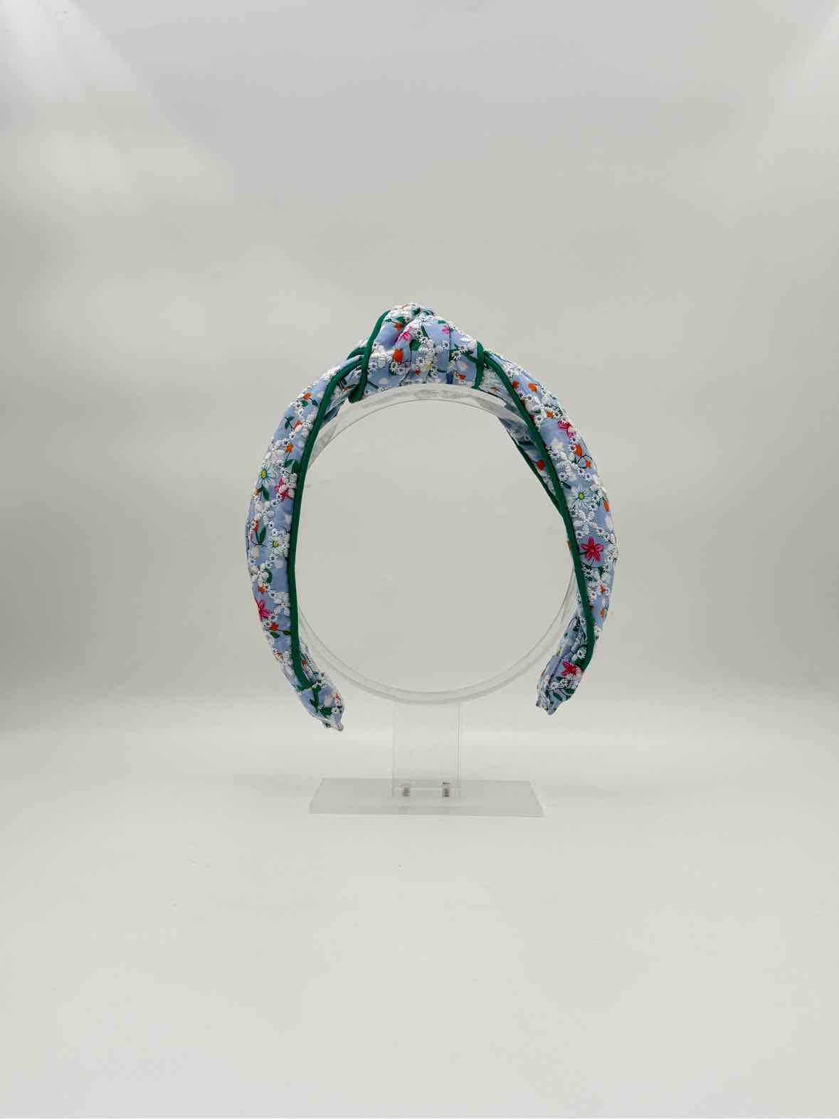 Blue Quilted Floral Knotted Headband –  Hair Accessory