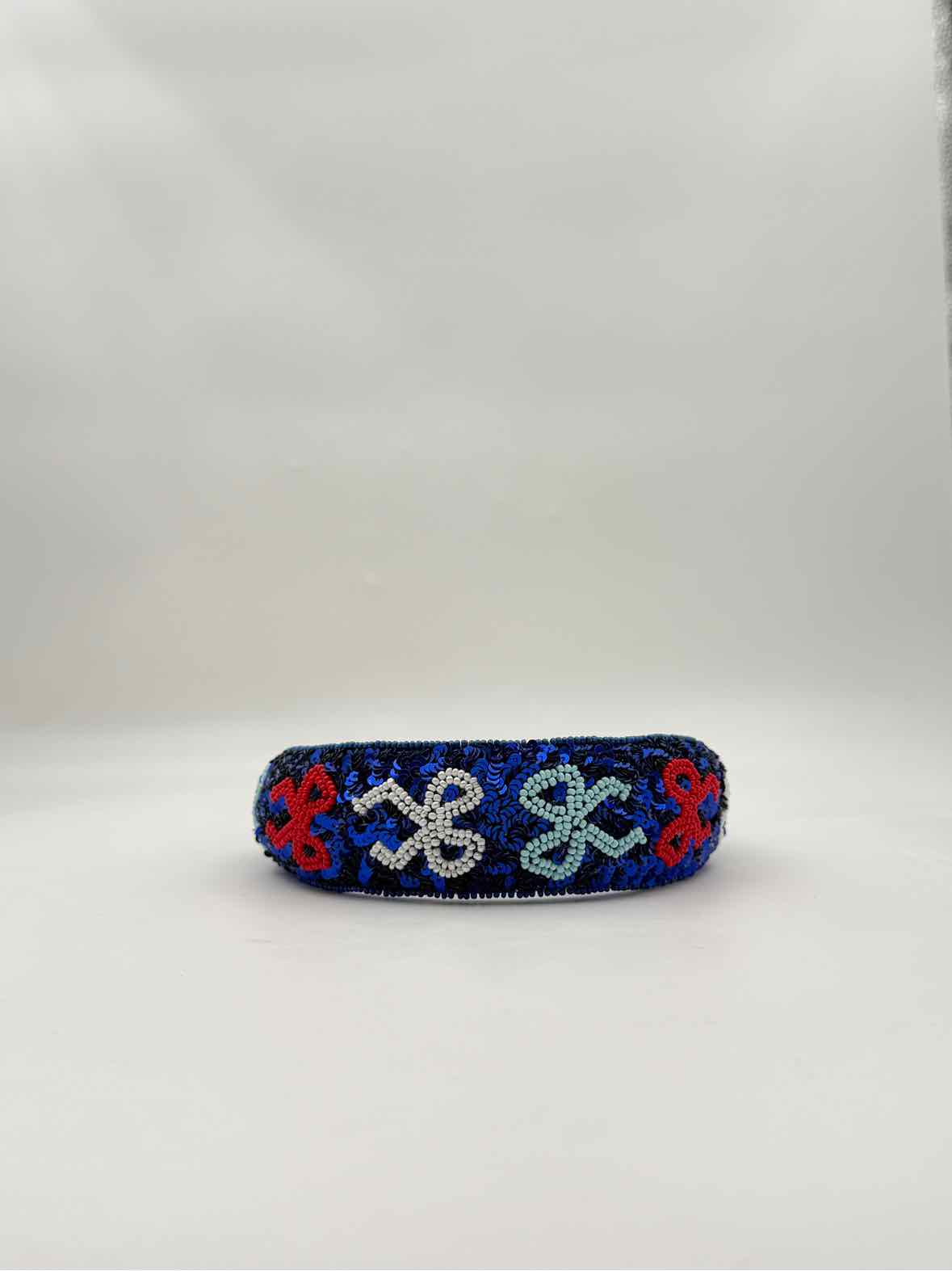 Americana Bow Beaded Headband – Red White & Blue Patriotic Style