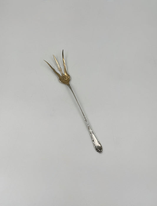 Gold Wash Sterling Sardine Serving Fork – Ornate Pattern