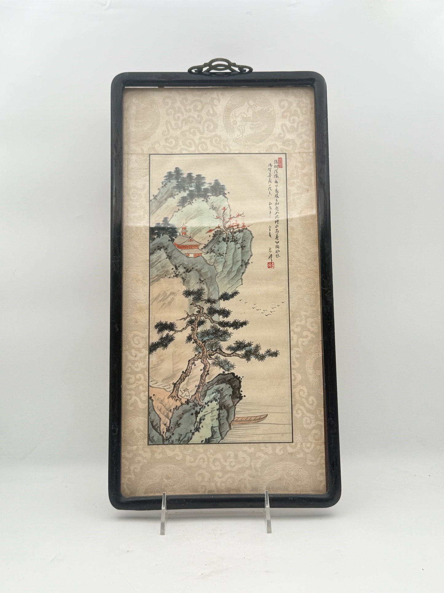 Framed Chinese Watercolor Landscape On Silk
