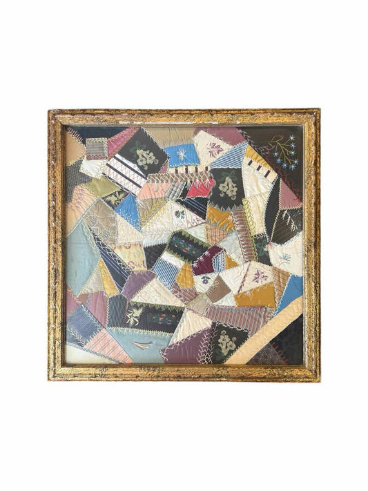 Framed Antique Victorian Crazy Quilt