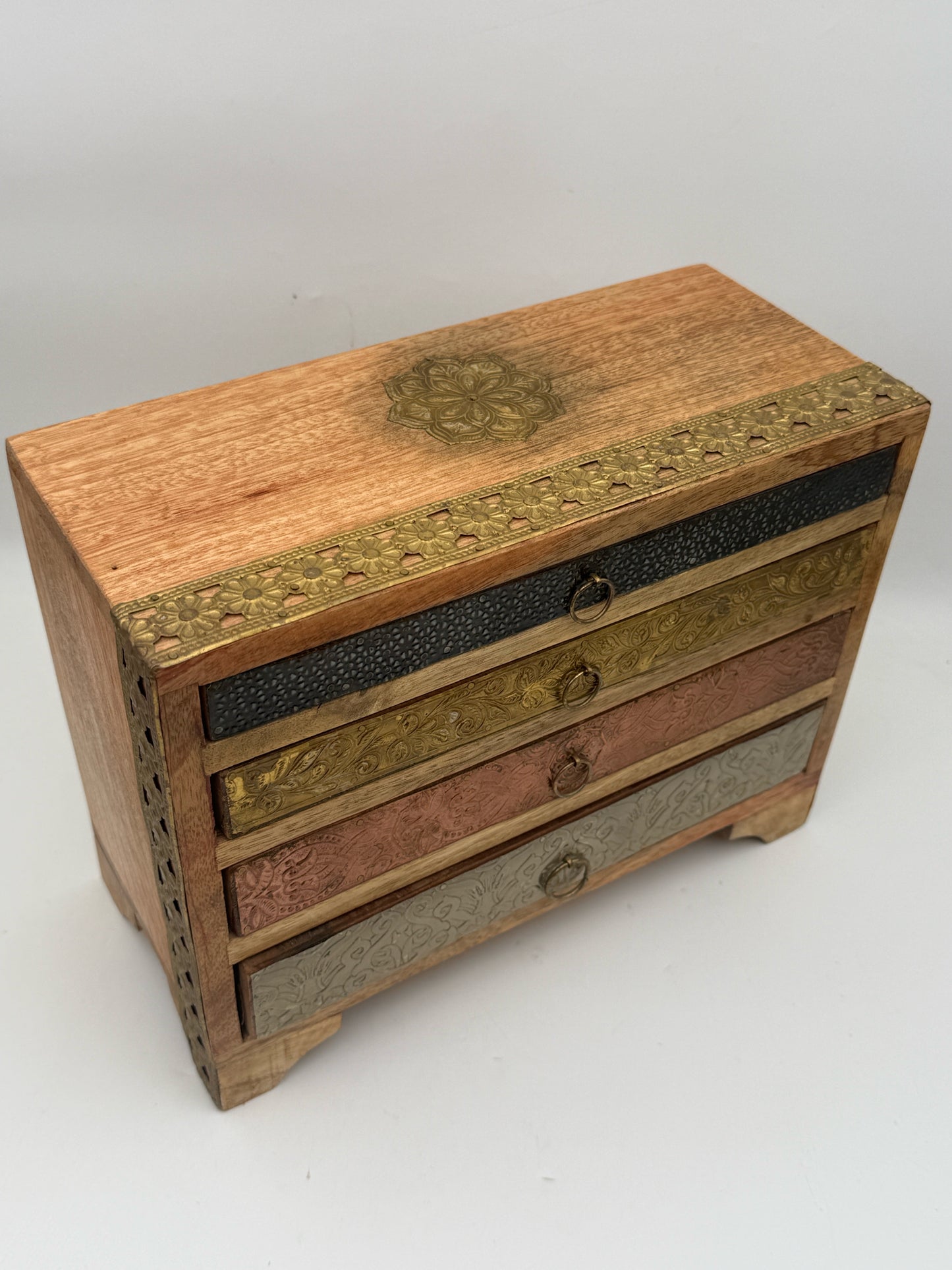 Boho Mixed Metal Trinket Jewelry Box