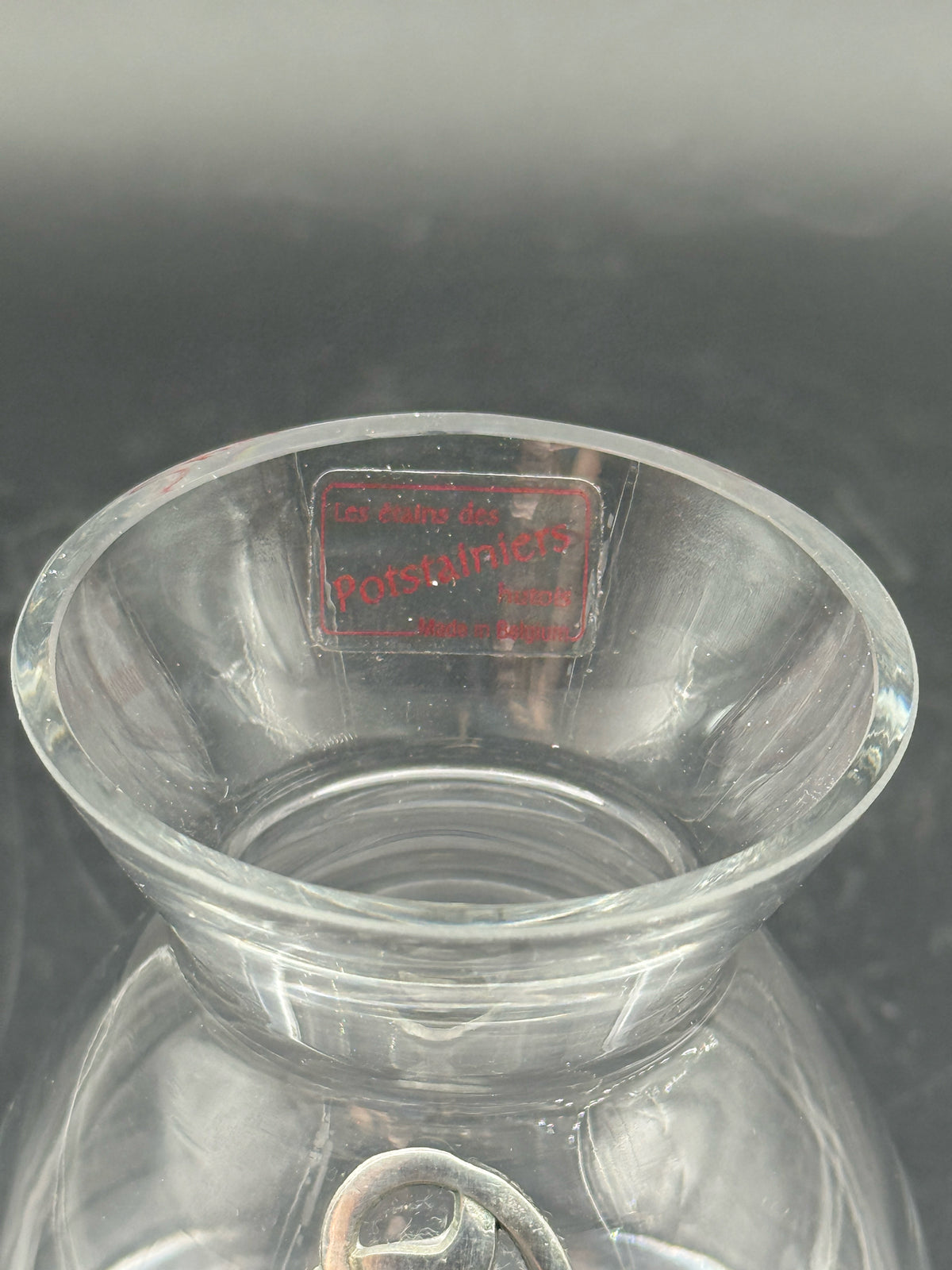 Les Potstainiers Hutois Glass And Pewter Decanter