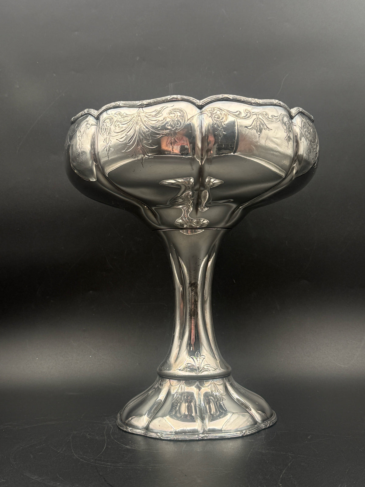 Art Nouveau Silverplate Pedestal Centerpiece