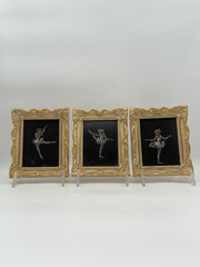 A Set Of Three Miniature Original Framed Ballerina Paintings