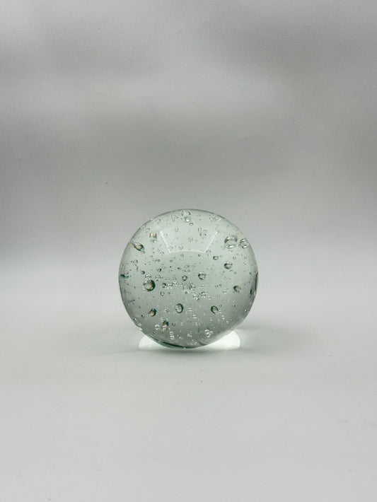 Murano Glass Paperweight – Clear with Controlled Bubbles