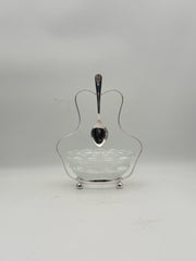 Silverplate And Crystal Condiment Server With Spoon