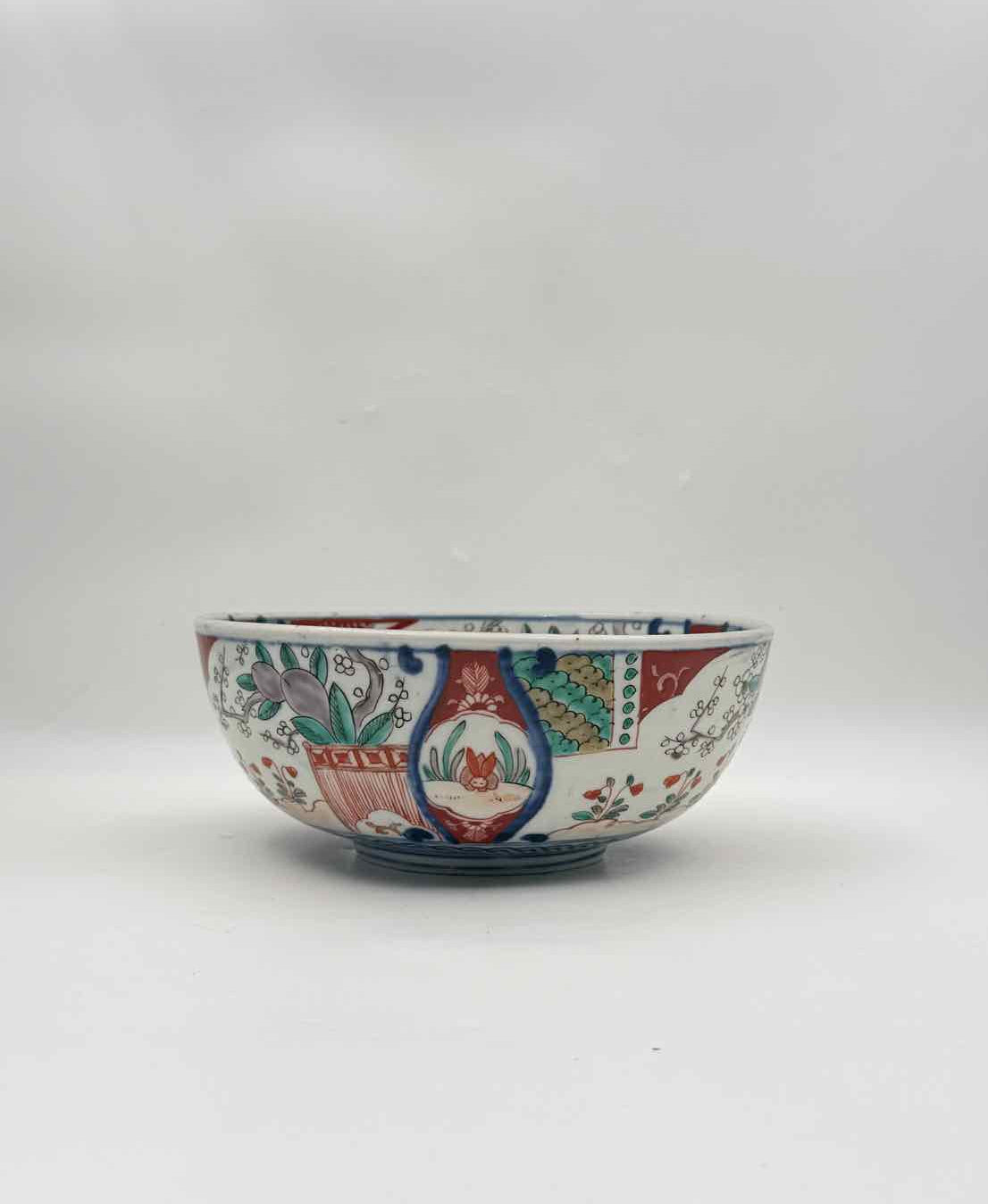 Vintage Chinese Export Porcelain Bowl Hand Painted Imari Style c 1925
