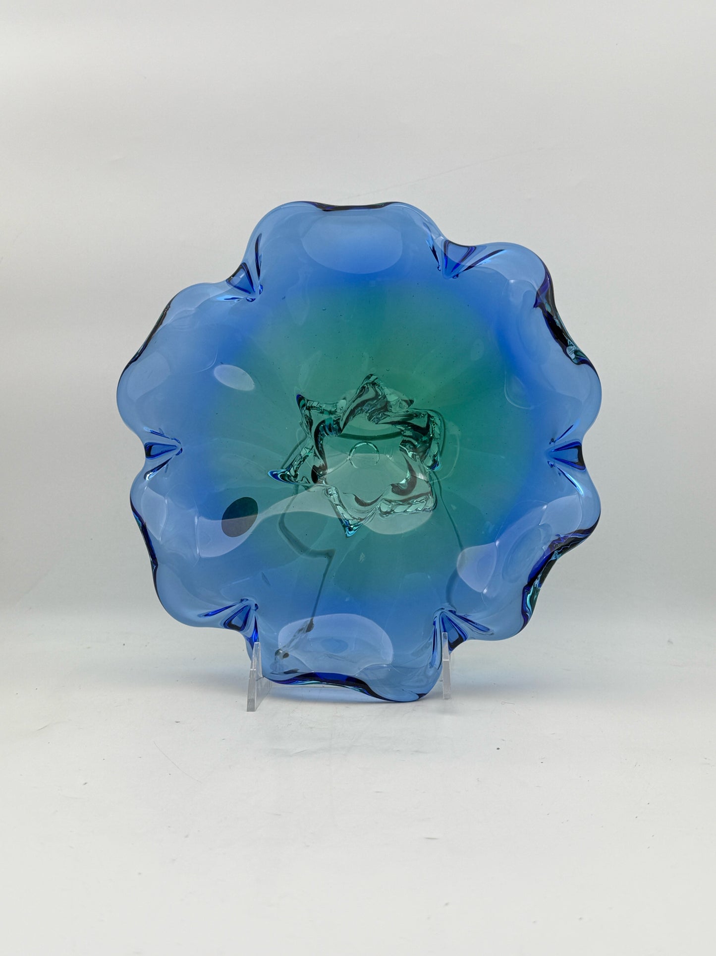 Murano Blue And Green Glass Bowl