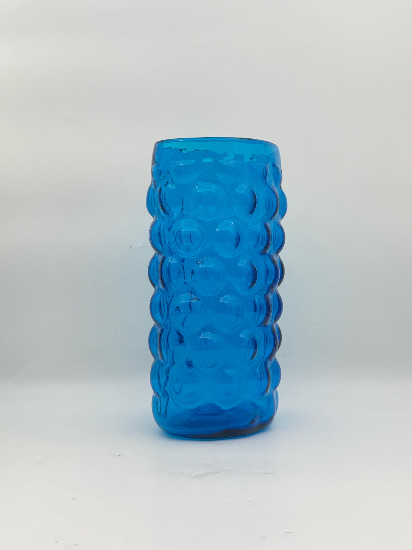 Vintage 1960's Blenko Blue Bubble Glass Vase