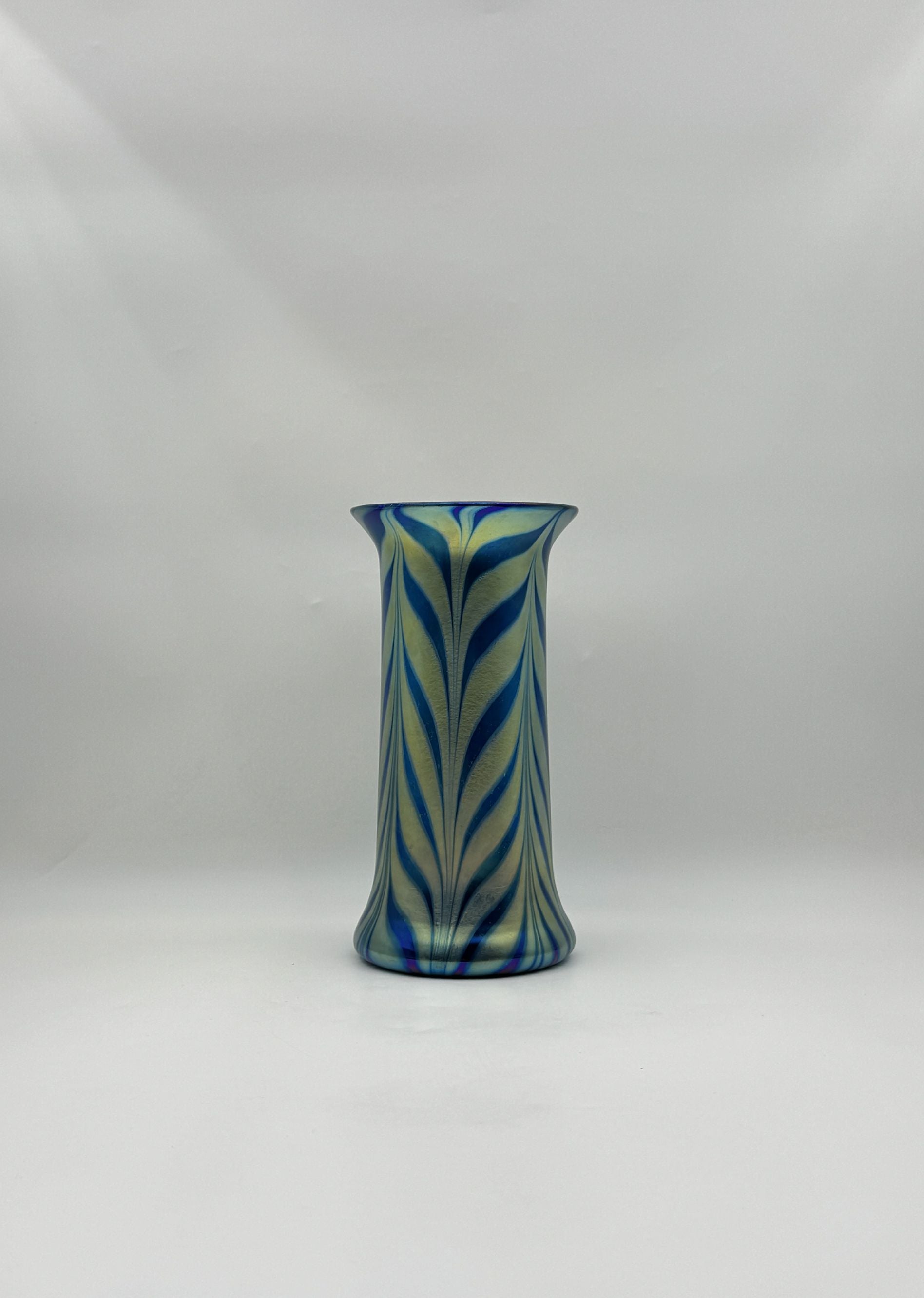 Lundberg Studios Iridescent Art Glass Vase – Royal Zebra, 1998