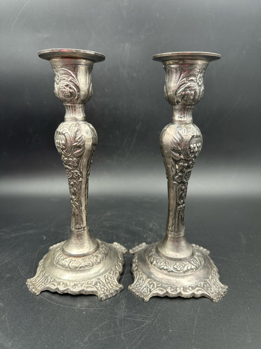 Distressed Silverplate Candleholder(s)