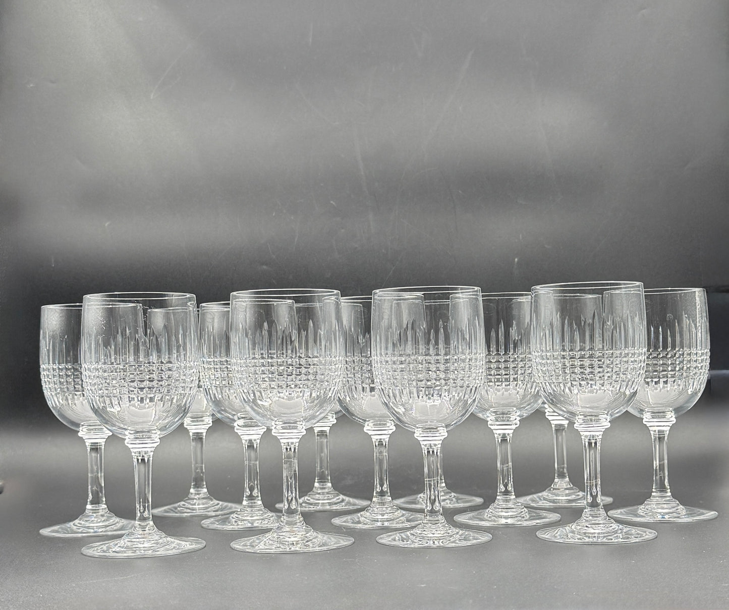 Set of 13 Baccarat Nancy Crystal Water Goblets France Clear Glass Set