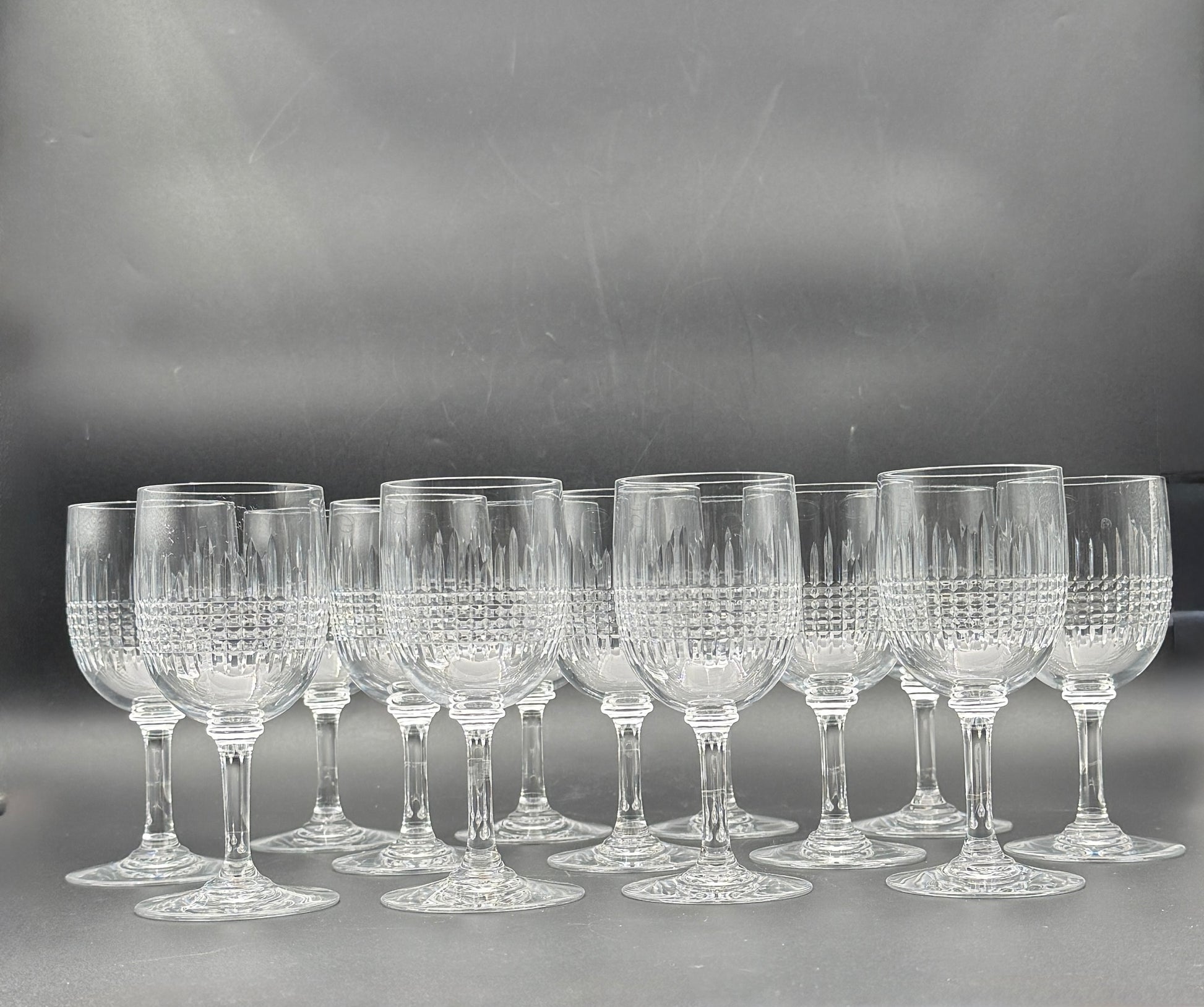Set of 13 Baccarat Nancy Crystal Water Goblets France Clear Glass Set