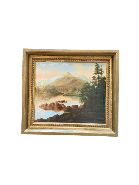 Framed Landscape Of A Mountain And River Scene