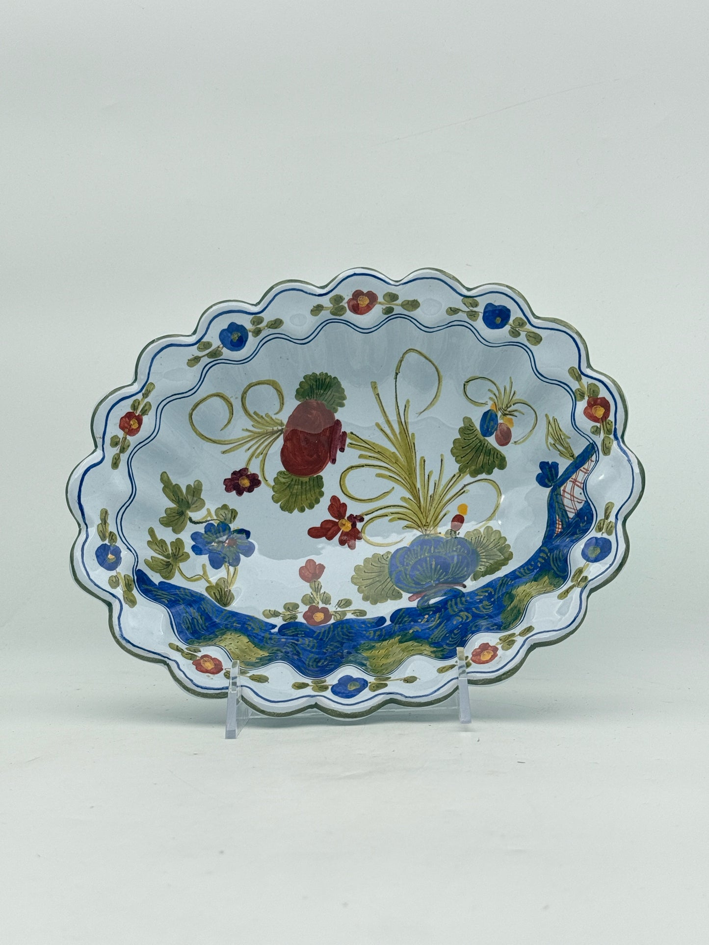 AMM Blue Carnation Ruffle Edge Bowl