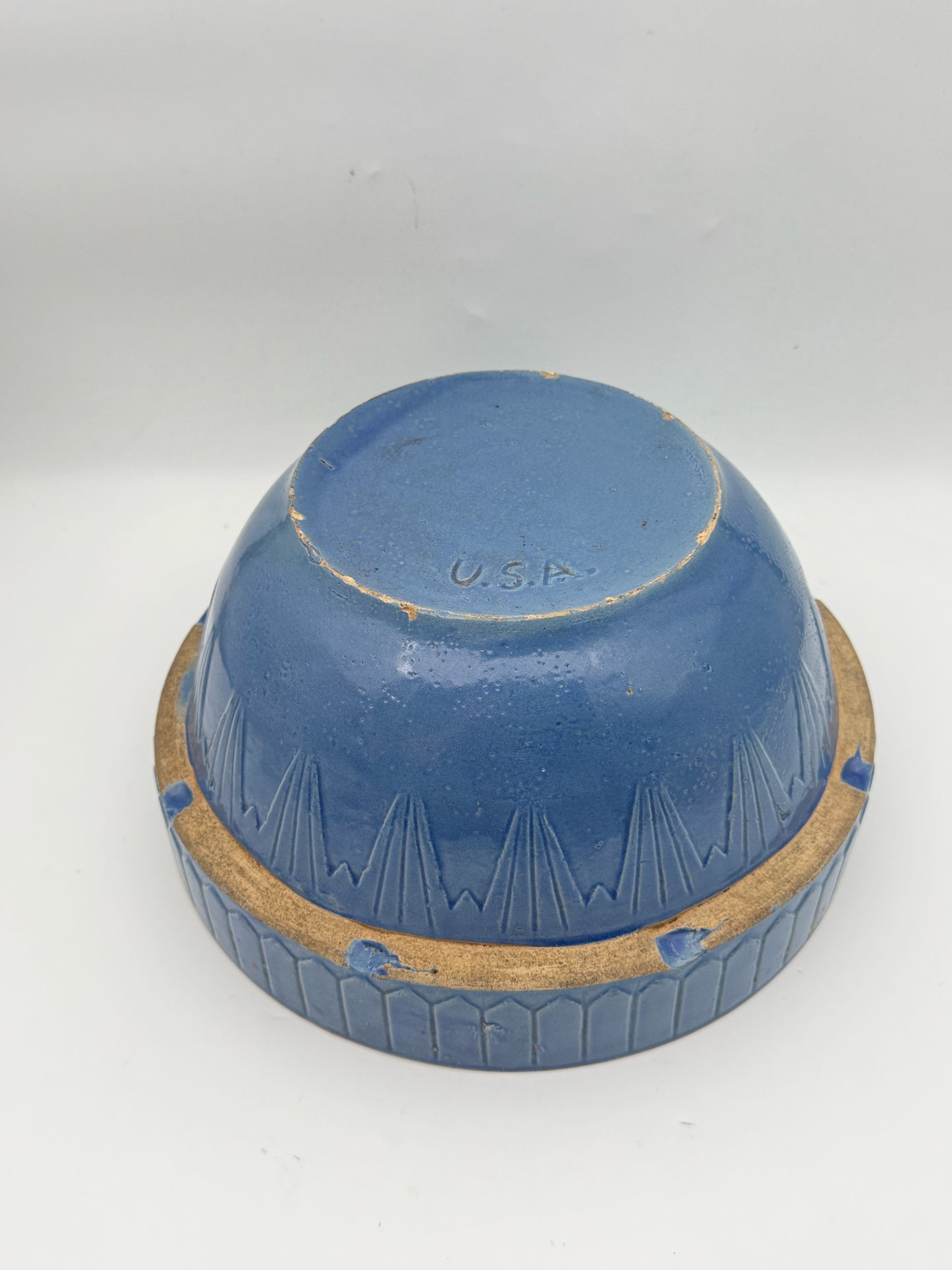 Vintage Blue Glaze Stoneware Bowl