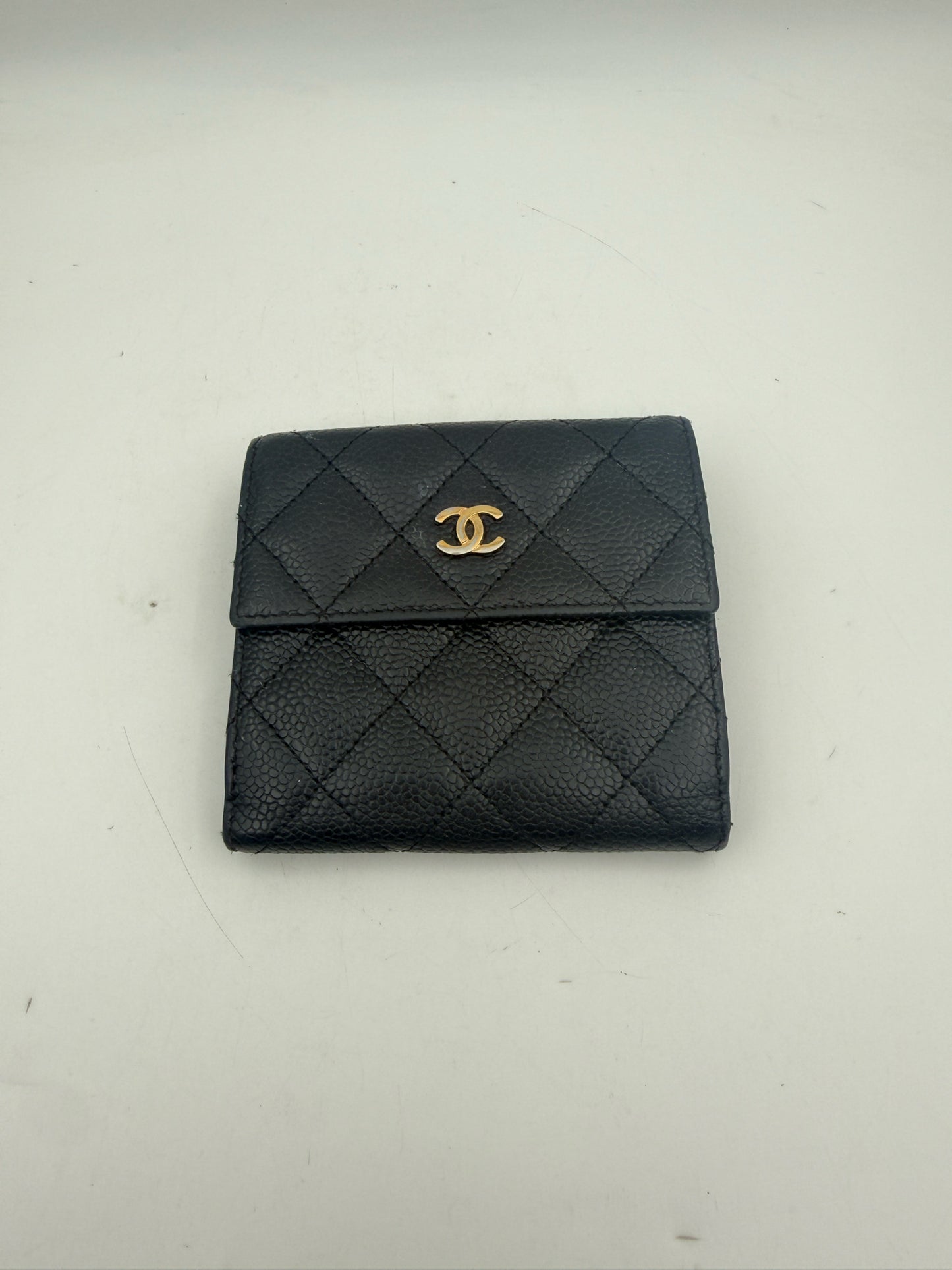 Chanel Black Caviar Leather Flap Wallet