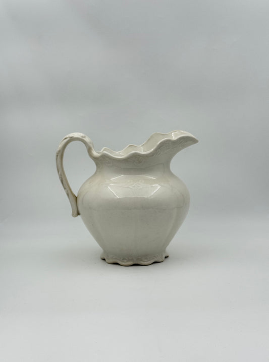 Antique White Ironstone Pitcher – K.T.&K. Co. Royal Semi-Granite