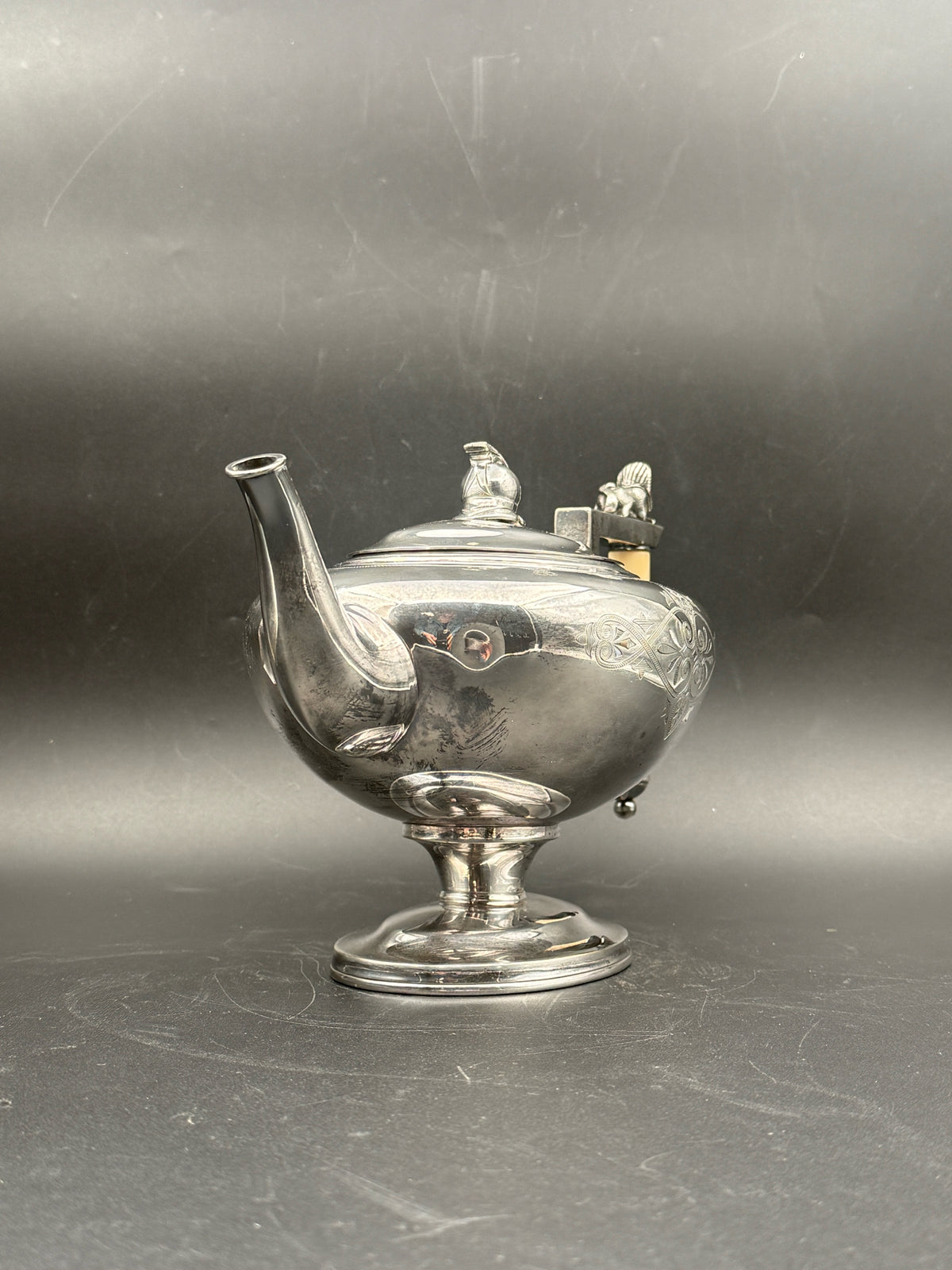 Meriden Silverplate Coffee Pot With A Bone Handle And Sphinx Detail