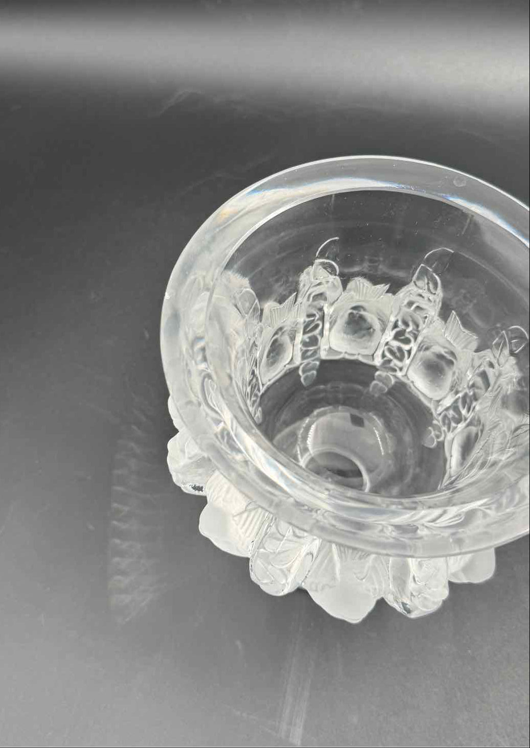 Lalique Dampierre Crystal Vase with Etched Birds France