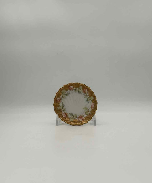 Vintage Limoges Floral Seashell Porcelain Butter Pat Dish France Decor
