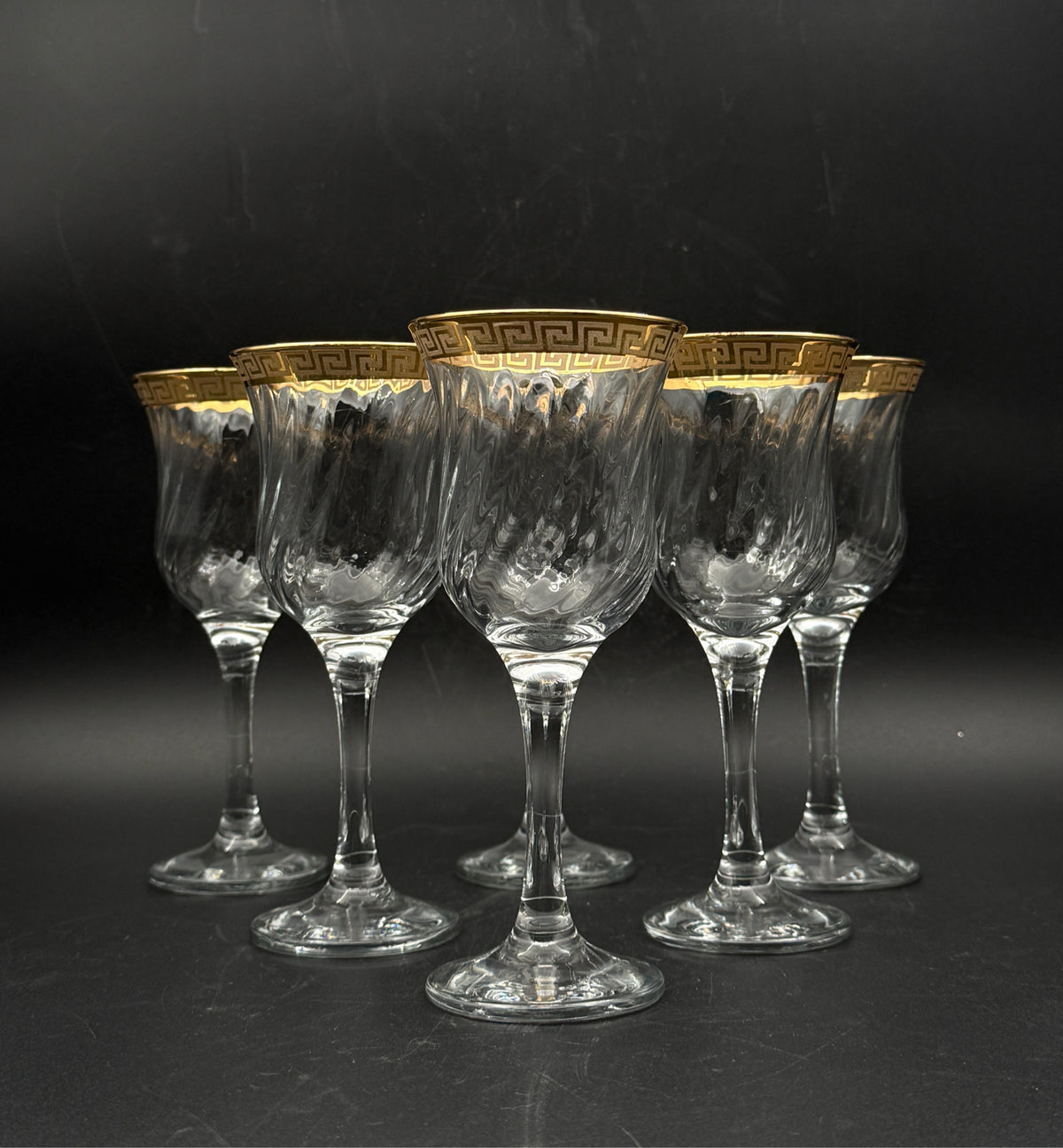 Gold Rim Italian Wine Glasses- Set Of 6