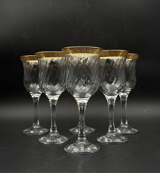Gold Rim Italian Wine Glasses- Set Of 6
