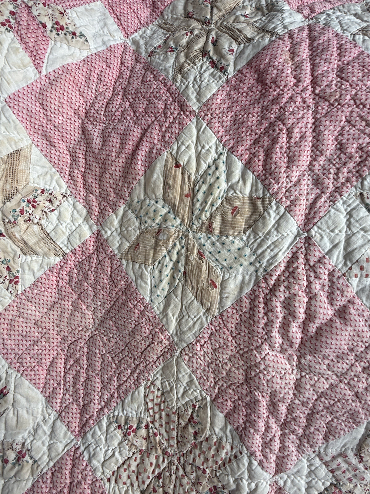 Vintage Pink And White Crib Quilt
