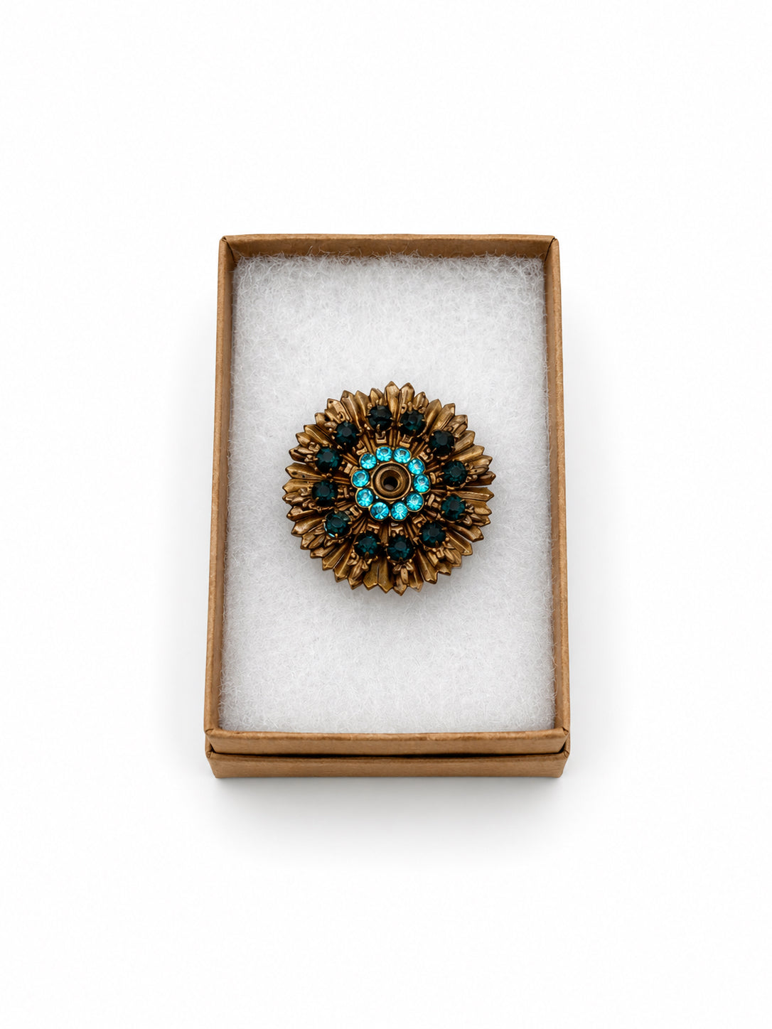 Vintage Brooch With Blue Rhinestones