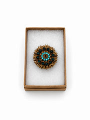 Vintage Brooch With Blue Rhinestones