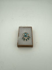 Vintage Antoinette Gold Filled Brooch With Blue Stones