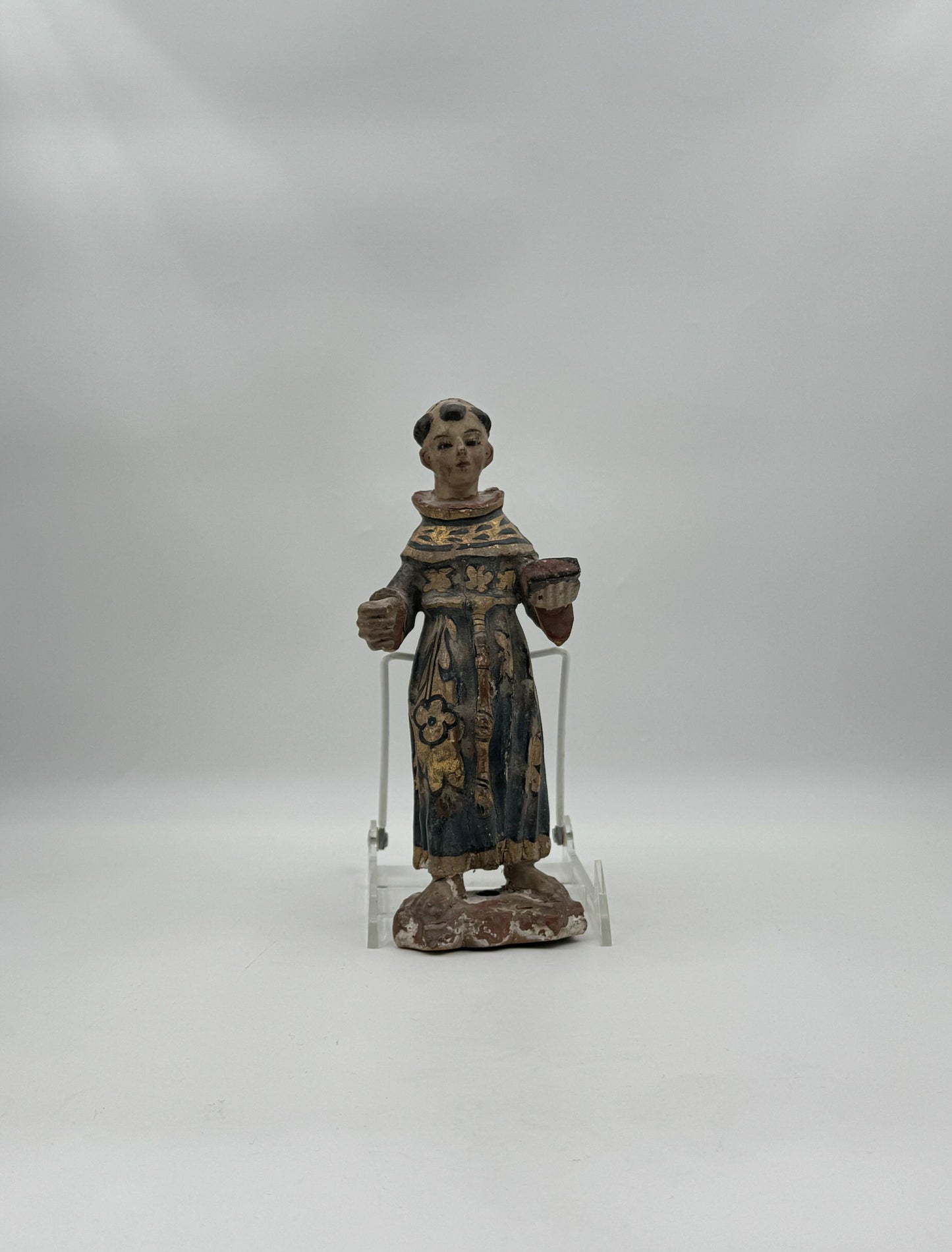 Antique Hand-Carved Santos Figure of St. Anthony of Padua
