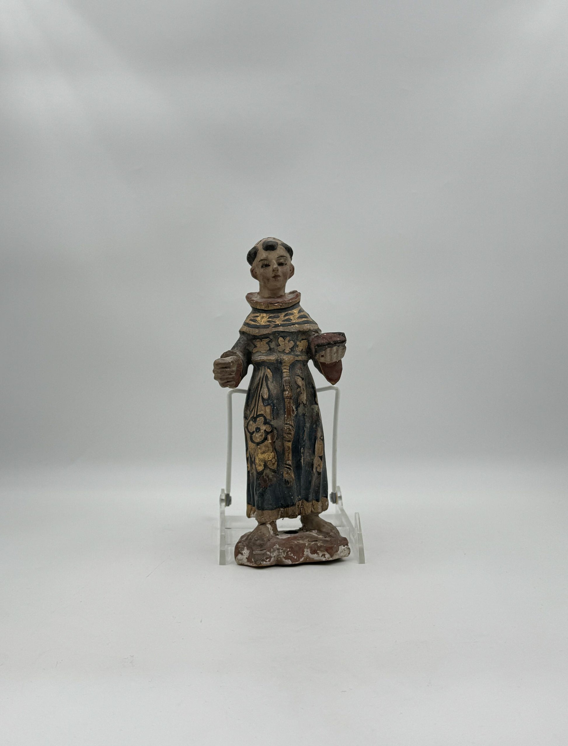 Antique Hand-Carved Santos Figure of St. Anthony of Padua