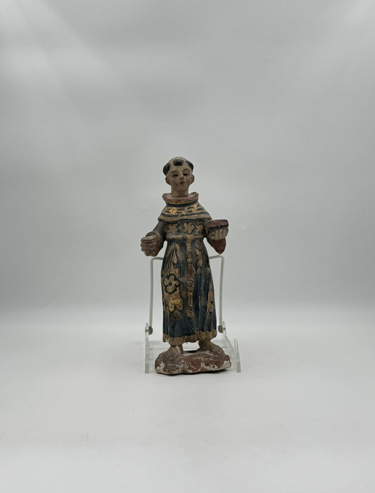 Antique Hand-Carved Santos Figure of St. Anthony of Padua