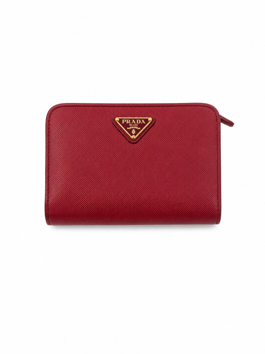 Prada Red Saffiano Leather Wallet