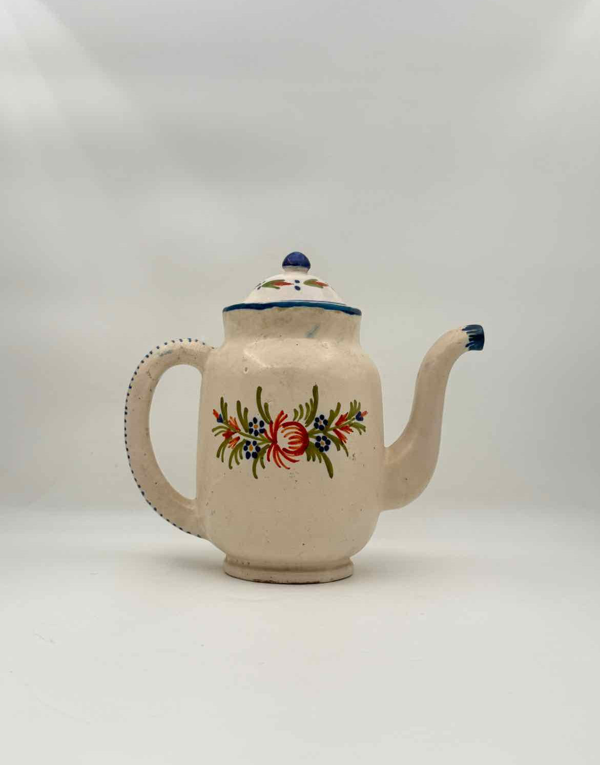 Vintage French Faience Coffee Pot Paimpolaise c 1955 Decor Art Ceramic