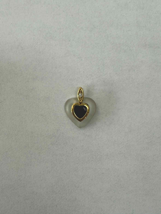 18k Yellow Gold Garnet Heart Pendant With Diamond Accent