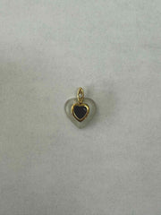 18k Yellow Gold Garnet Heart Pendant With Diamond Accent